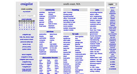 <b>craigslist</b> provides local classifieds and forums for jobs, housing, for sale, services, local community, and events. . Craigslist south coast ma